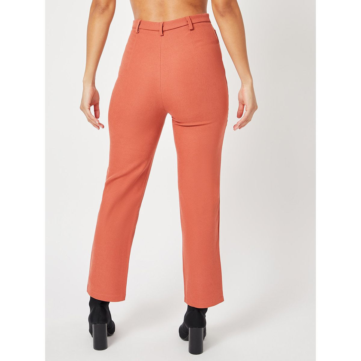 Styli Slim Fit Woven Trouser with Pockets and Belt Loops-women-clothing-bottoms-trousers-image-4