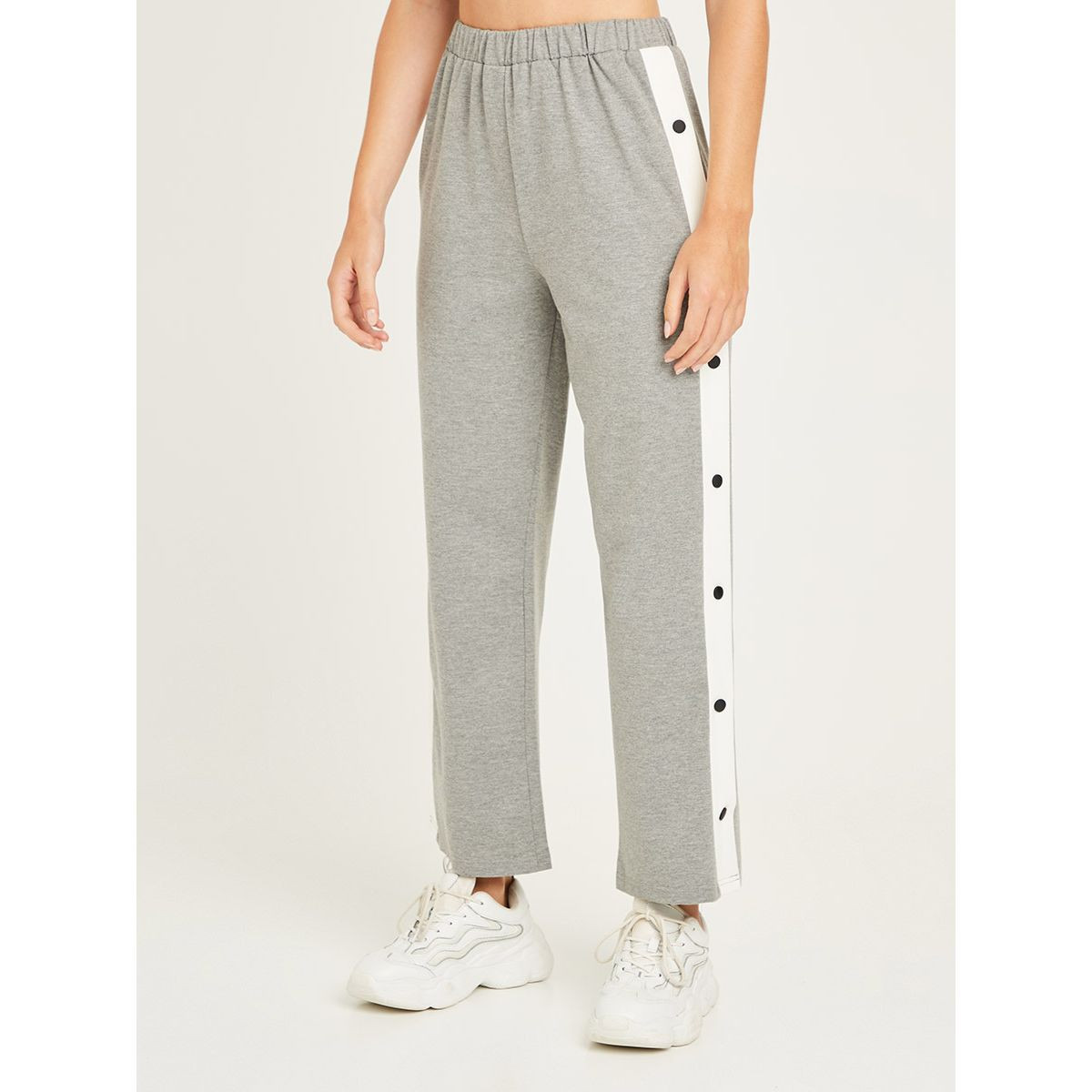 Styli Side Stripe Snap Detail Wide Leg Jogger-women-clothing-bottoms-joggers-image-1