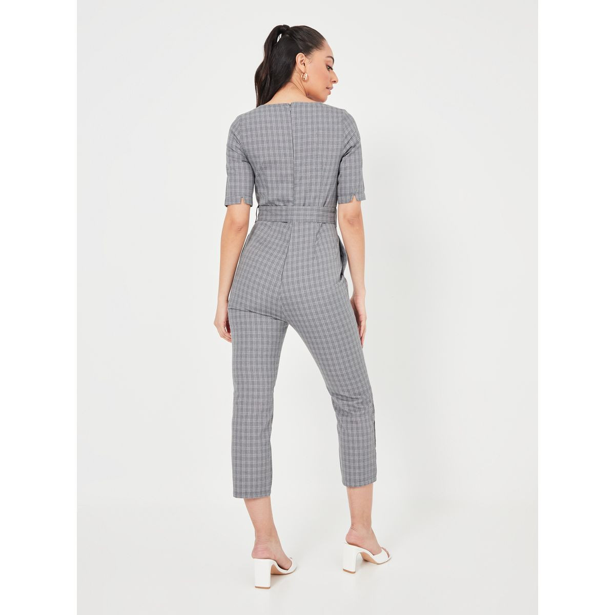 Styli Square Neck Checked Tapered Jumpsuit with Belt-women-clothing-jumpsuits-image-4