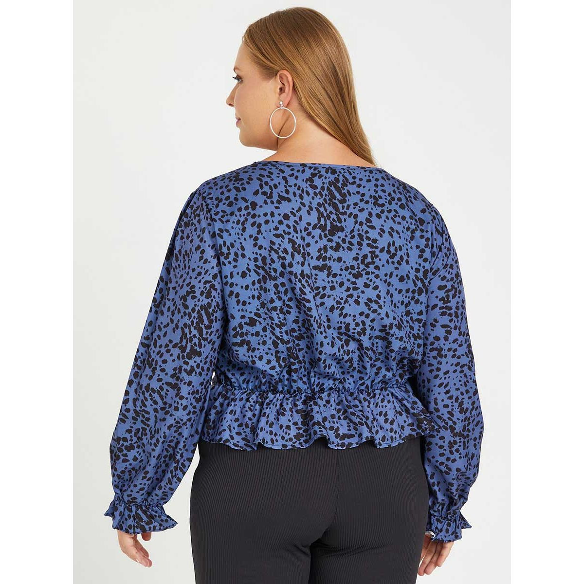 Styli Plus Frill Cuff Long Sleeves Animal Print V Neck Top-women-clothing-shirtsandblouses-blouses-image-4
