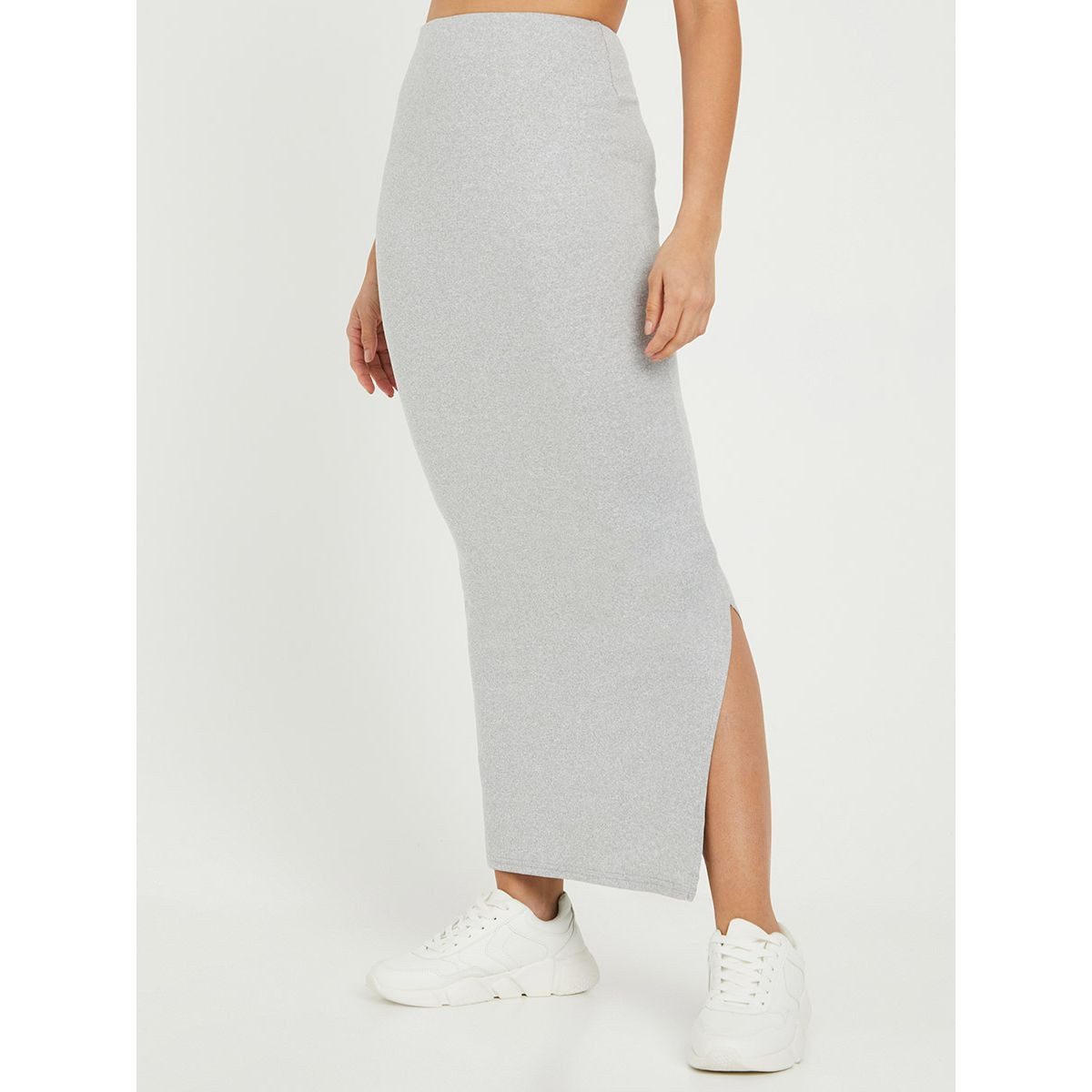 Styli Side Slit Detail Knit Bodycon Core Maxi Skirt-women-clothing-bottoms-skirts-image-2