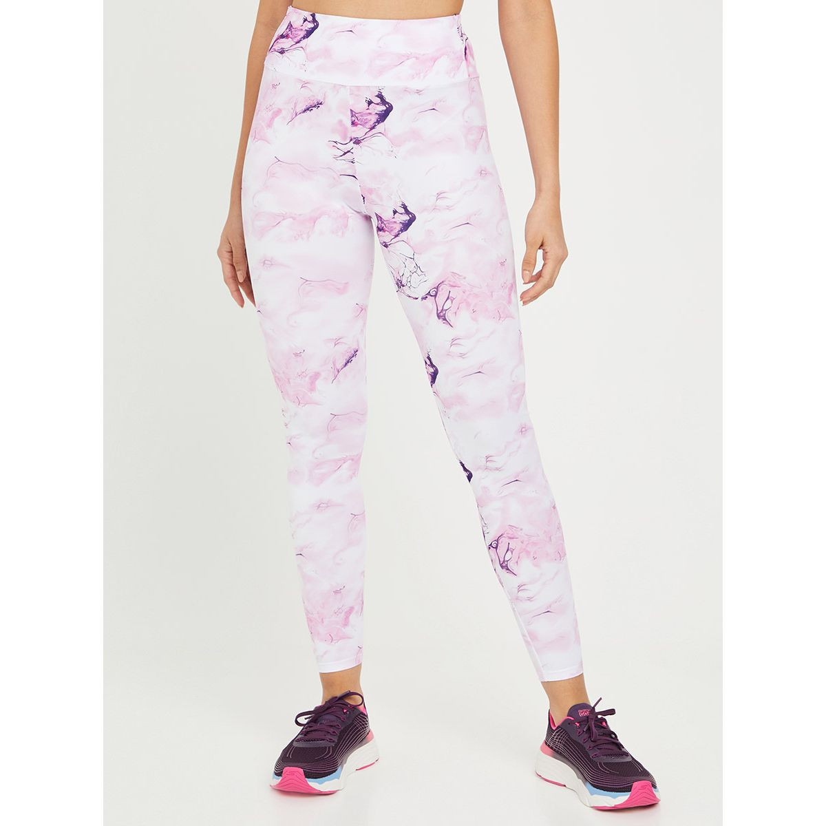 Styli Pack of 3 - Solid T-shirt with Marble Print Sports Bra and Activewear Leggings-sports-women-clothing-trackpantsandtracksuits-image-4