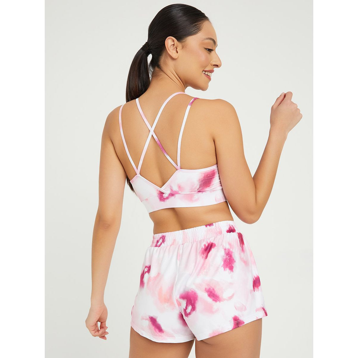 Styli Pack of 3 - Tie Dye Print Sports Bra with Vest and Activewear Shorts-sports-women-clothing-trackpantsandtracksuits-image-5