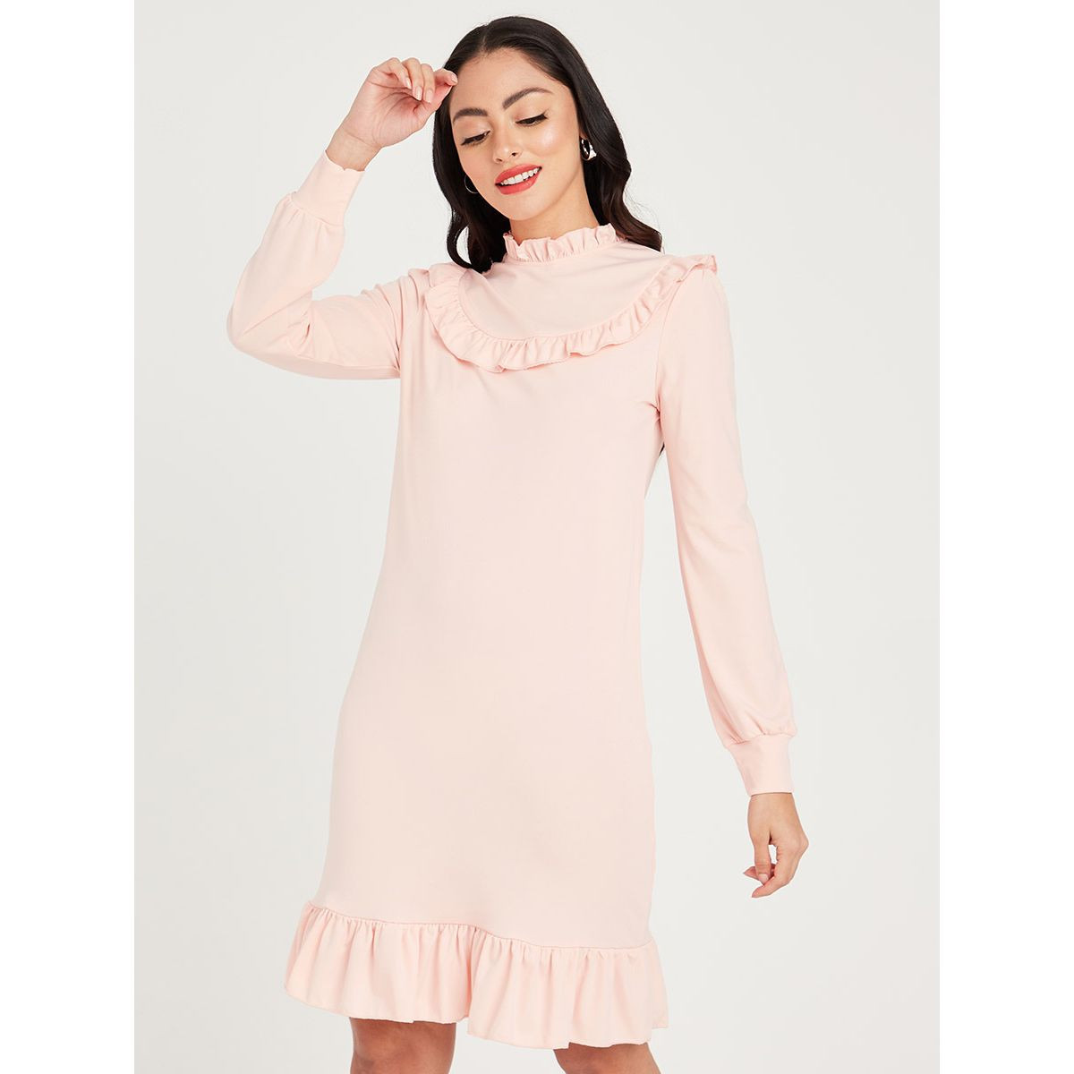فستان مزين بكشكش واكمام طويلة من ستايلي-women-clothing-dresses-image-1