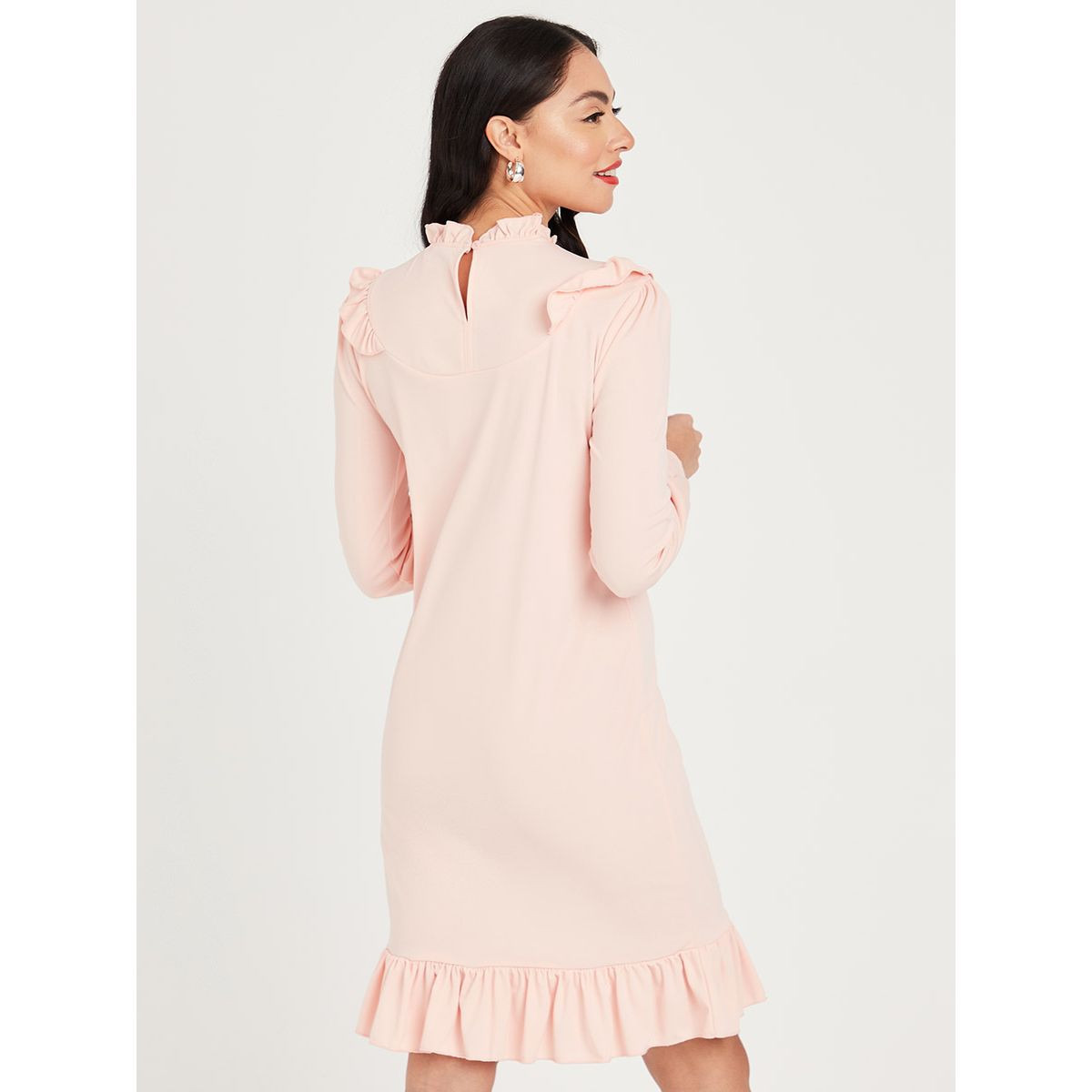 فستان مزين بكشكش واكمام طويلة من ستايلي-women-clothing-dresses-image-4