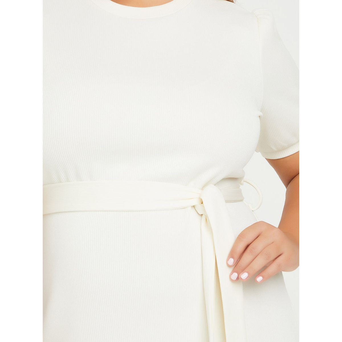 فستان ميدي مضلع باكمام قصيرة-women-clothing-dresses-image-3