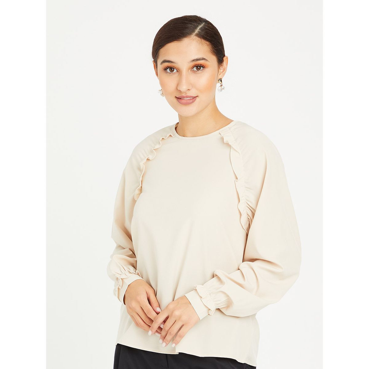 بلوزة باكمام طويلة وكشكش من ستايلي-women-clothing-shirtsandblouses-blouses-image-1
