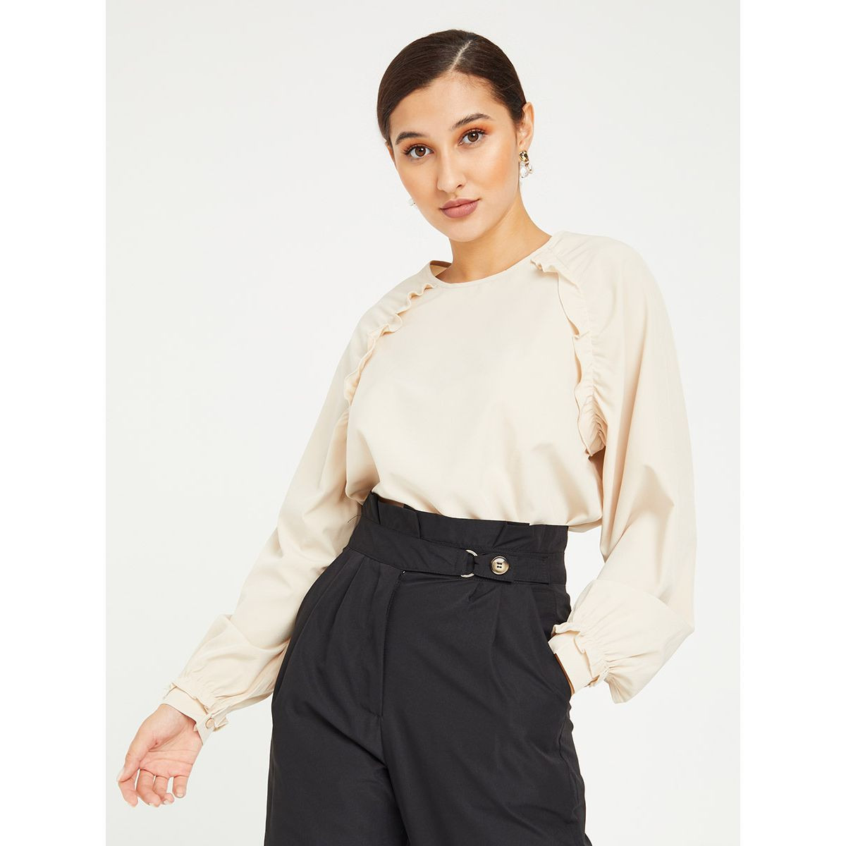 بلوزة باكمام طويلة وكشكش من ستايلي-women-clothing-shirtsandblouses-blouses-image-3