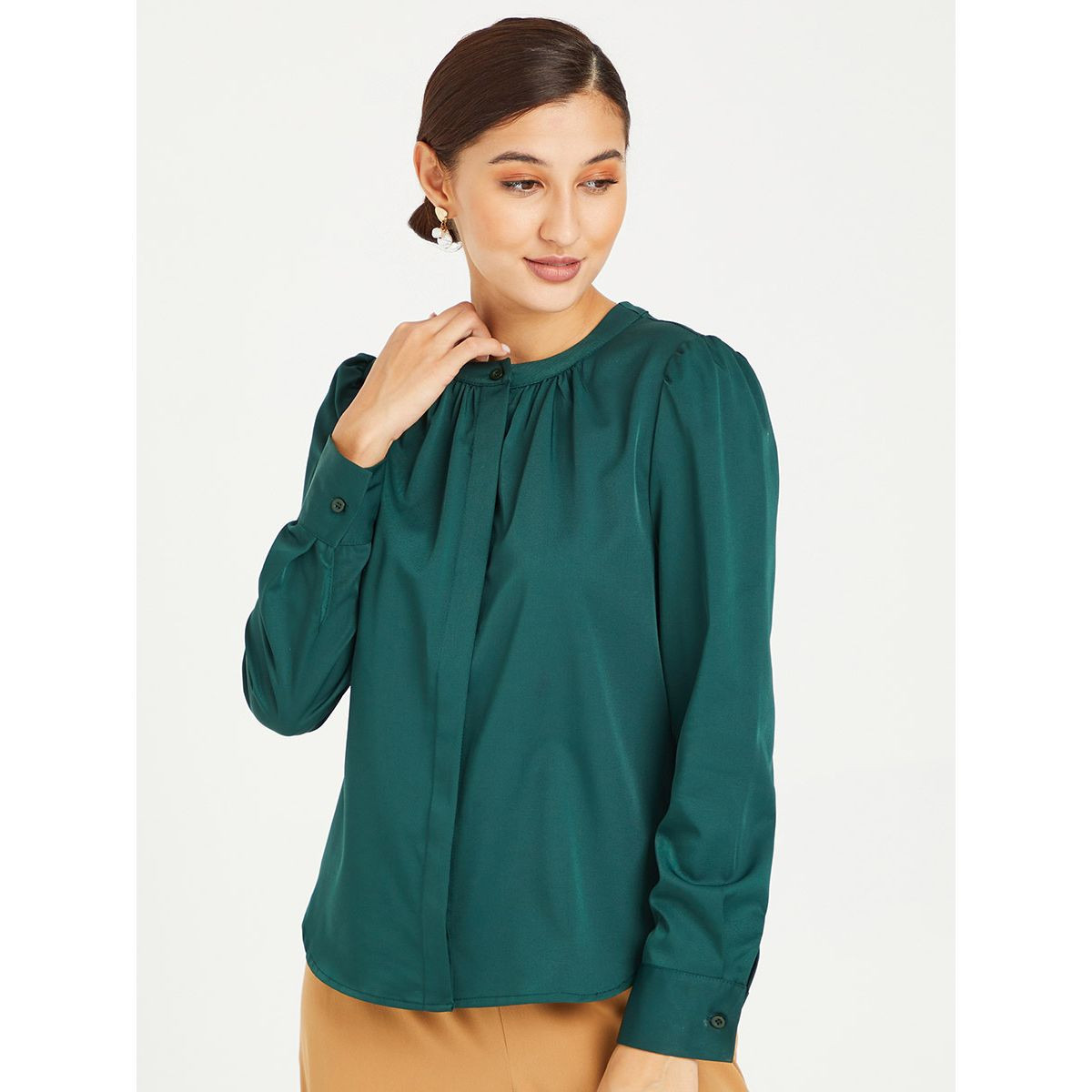 بلوزة بياقة عالية واكمام طويلة من ستايلي-women-clothing-shirtsandblouses-blouses-image-1