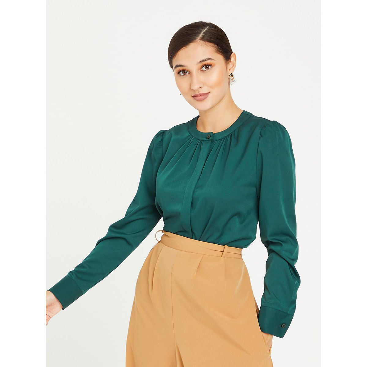 بلوزة بياقة عالية واكمام طويلة من ستايلي-women-clothing-shirtsandblouses-blouses-image-3
