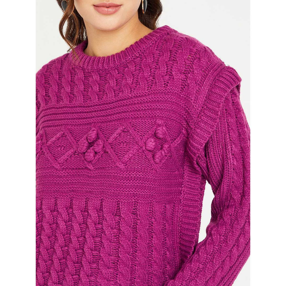 Styli Cable Knit Short Length Sweater with Layered Shoulder-women-clothing-cardigansandjumpers-jumpers-image-3