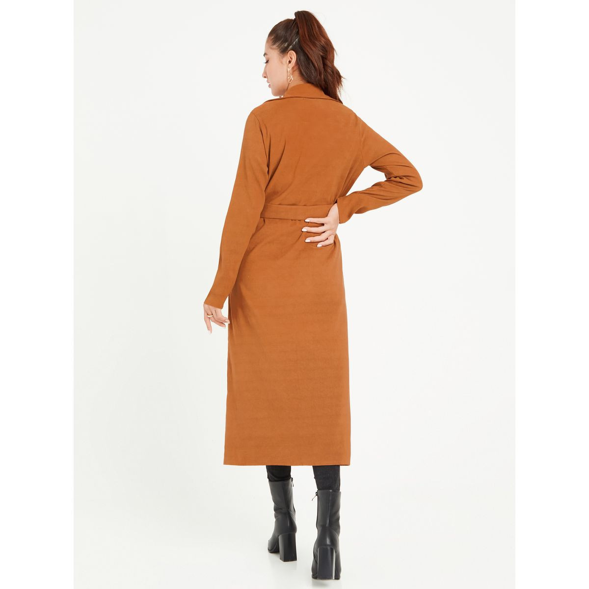 Styli Longline Trench Coat with Waist Belt-women-winterwear-coatsandjackets-coats-image-4