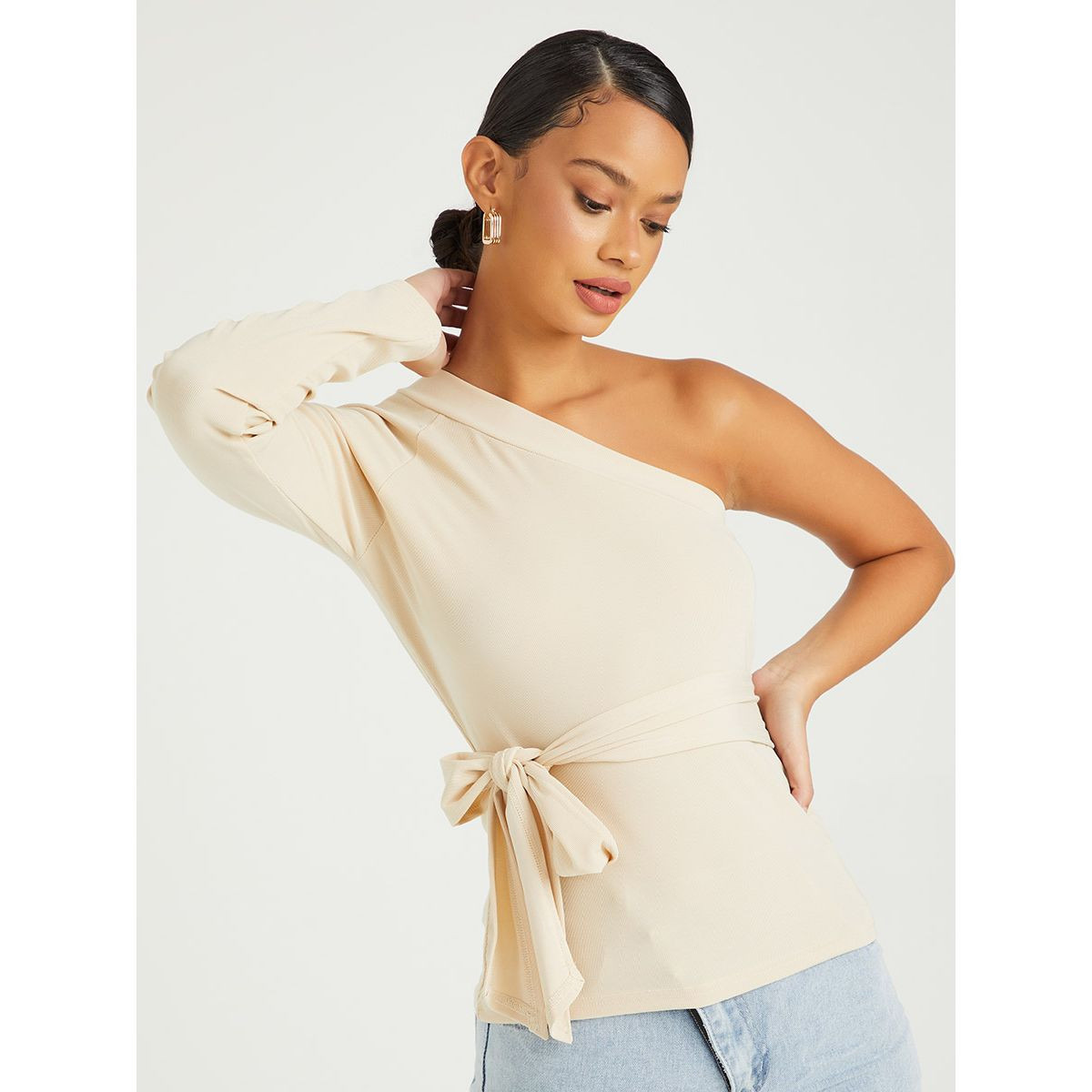 Styli One Sleeves Top with Self Tie Up-women-clothing-shirtsandblouses-blouses-image-1