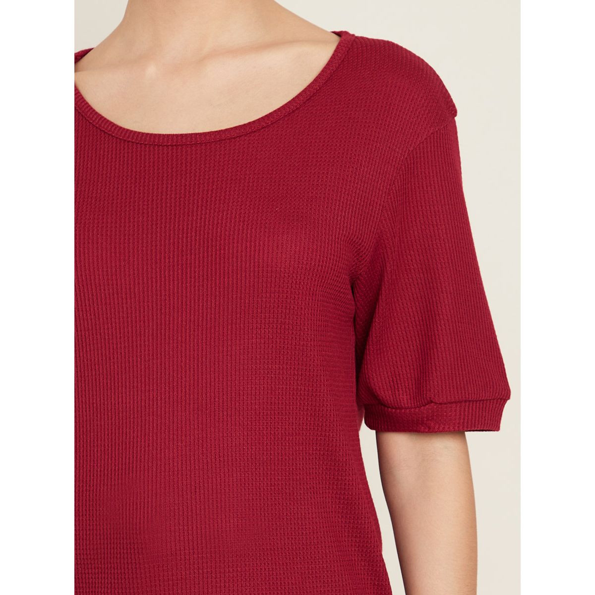 Styli Short Sleeves Scoop Neck Knitted Regular T-shirt-women-clothing-tshirts-image-4