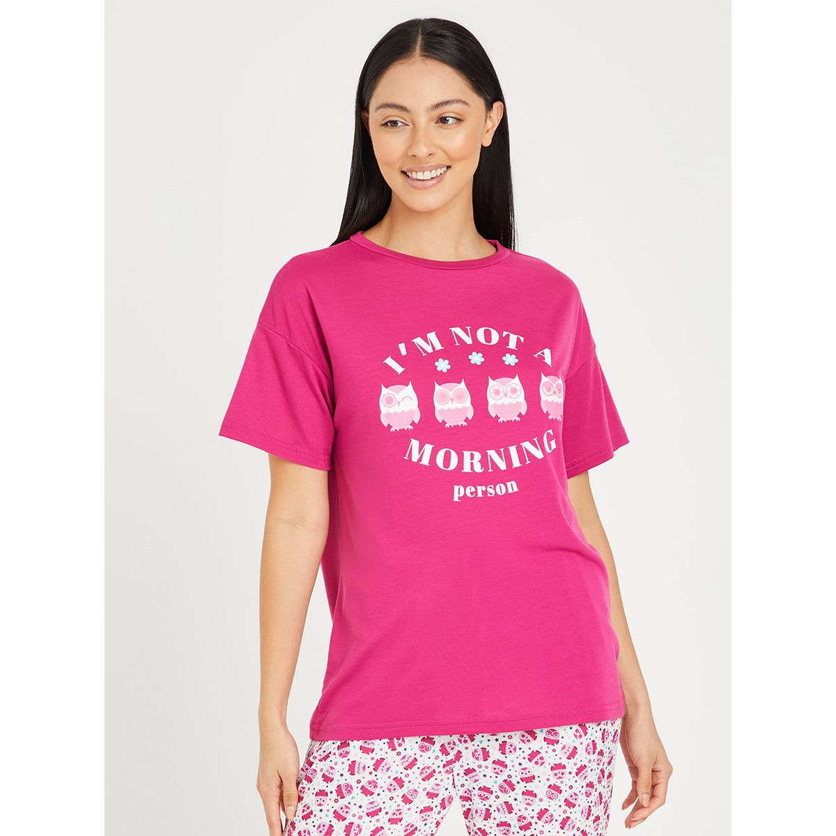 طقم بيجاما من ( بلوزة باكمام قصيرة + بنطال ) من ستايلي-women-clothing-nightwear-pyjamas-longsets-image-2