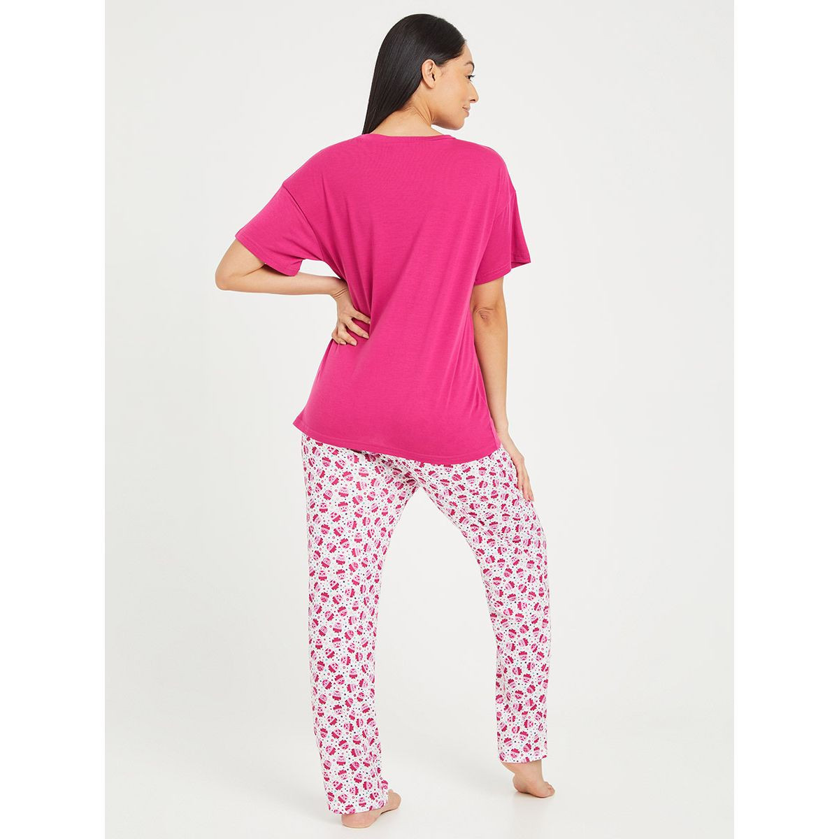 طقم بيجاما من ( بلوزة باكمام قصيرة + بنطال ) من ستايلي-women-clothing-nightwear-pyjamas-longsets-image-5