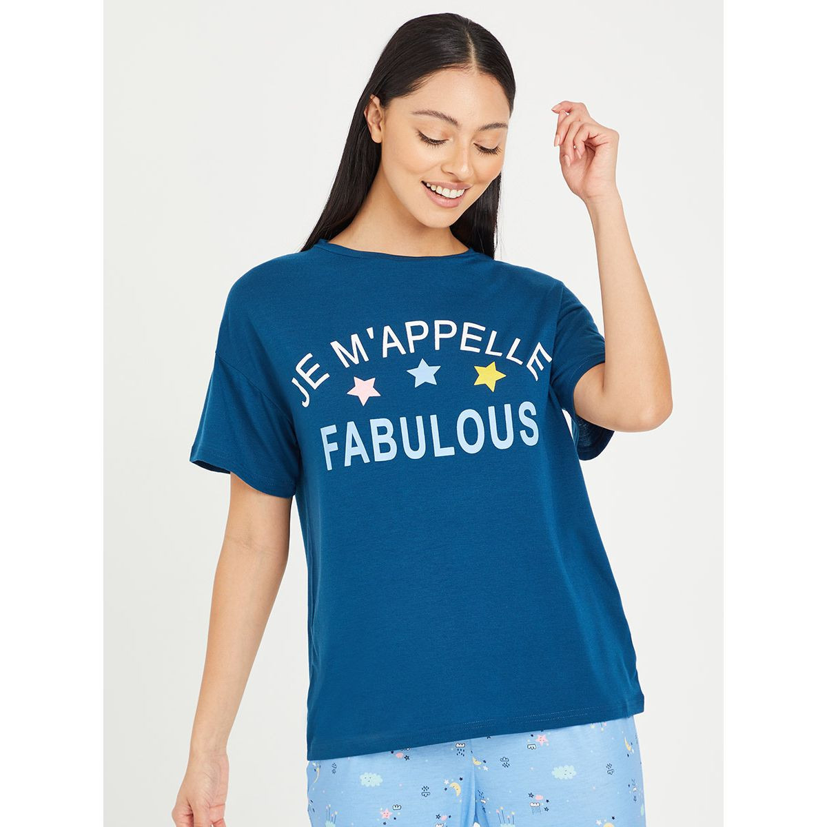 طقم بيجاما من ( تيشيرت + بنطال ) من ستايلي-women-clothing-nightwear-pyjamas-longsets-image-2