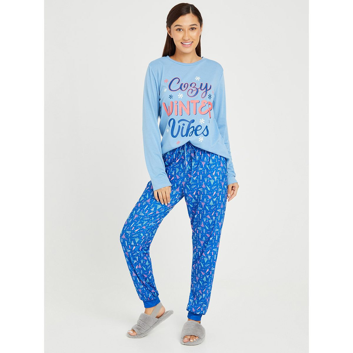 طقم بيجاما من ( بلوزة باكمام طويلة + بنطال ) من ستايلي-women-clothing-nightwear-pyjamas-longsets-image-1