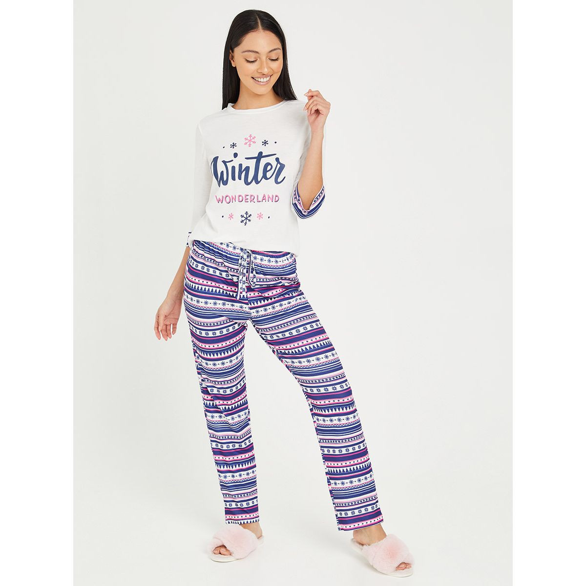 طقم بيجاما من ( تيشيرت + بنطال ) من ستايلي-women-clothing-nightwear-pyjamas-longsets-image-1