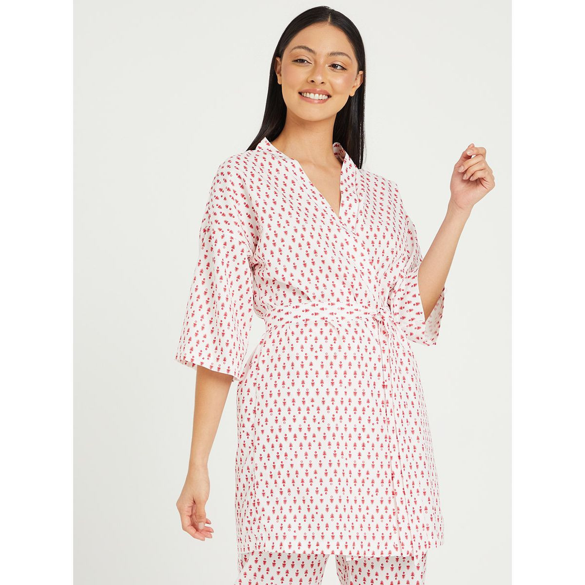 طقم بيجاما من ( بلوزة + بنطال + روب ) من ستايلي-women-clothing-nightwear-pyjamas-longsets-image-3