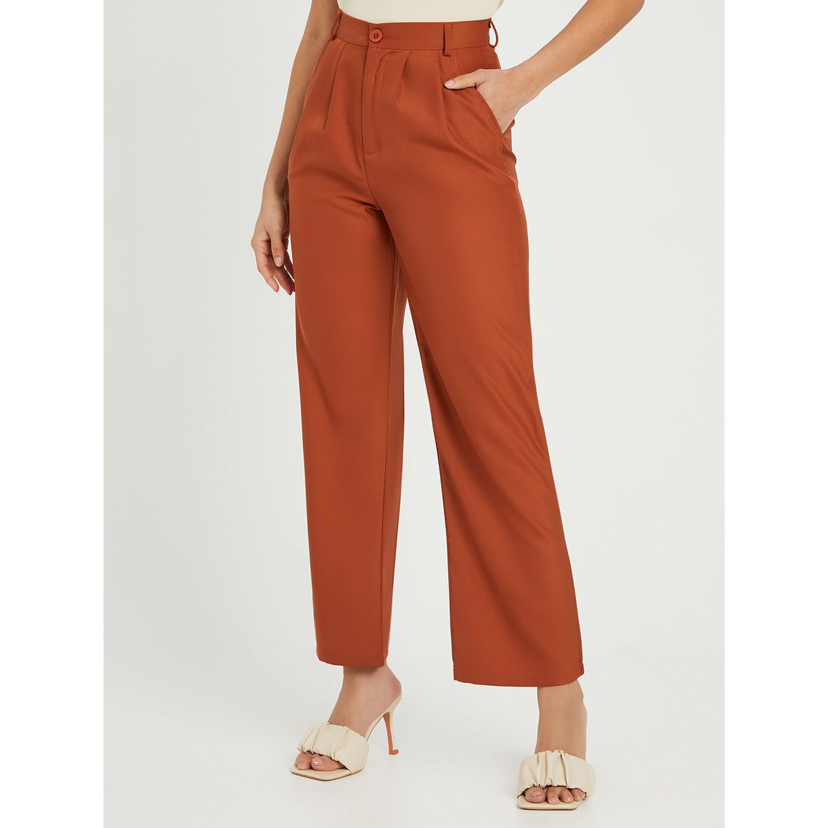 Styli High Waist Tailored Wide Leg Trouser with Side Pocket-women-clothing-trousers-image-1