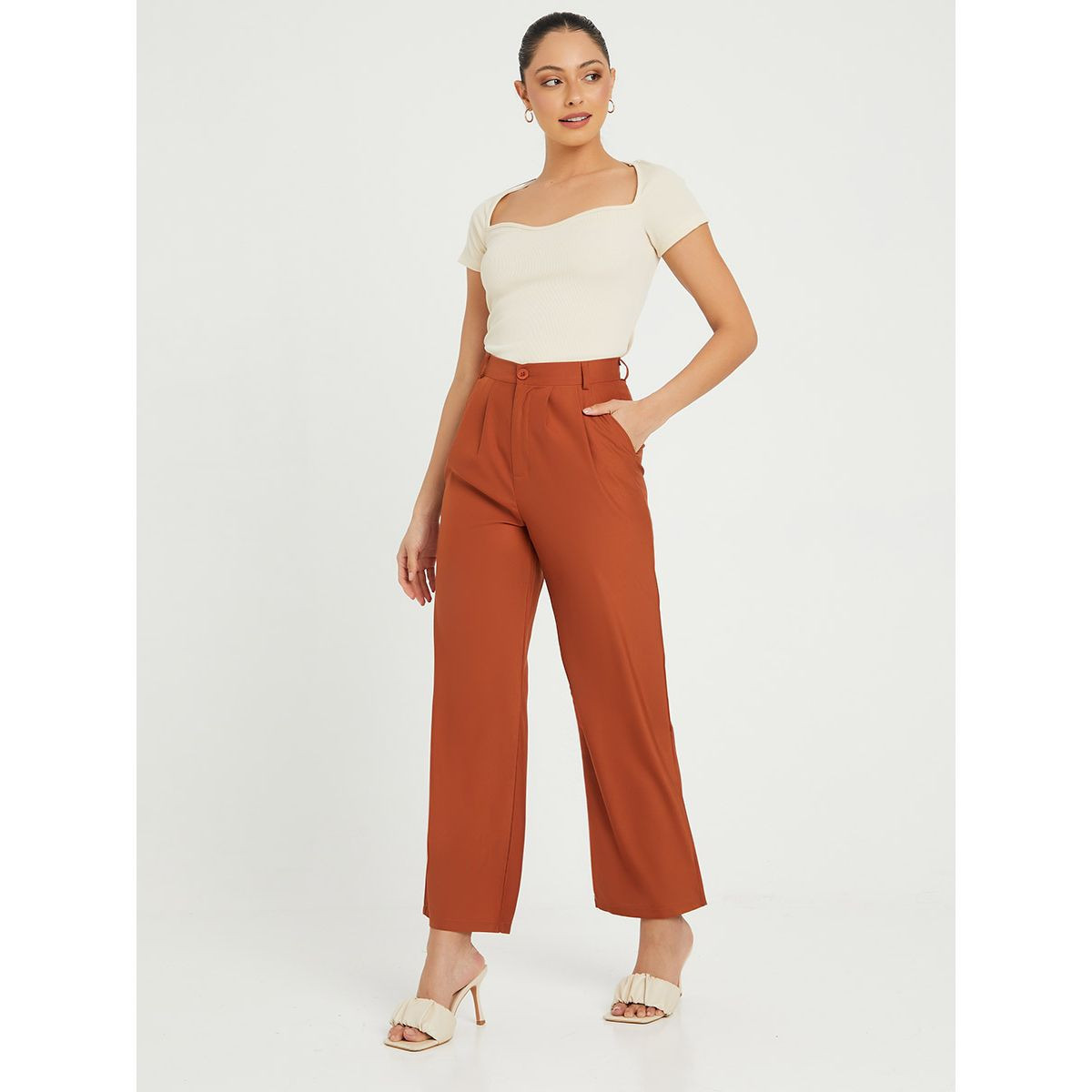 Styli High Waist Tailored Wide Leg Trouser with Side Pocket-women-clothing-trousers-image-2