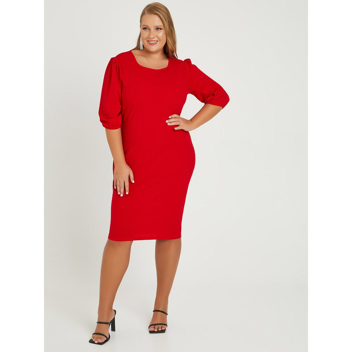 فستان بياقة واسعة واكمام بأساور من ستايلي-women-clothing-dresses-image-1