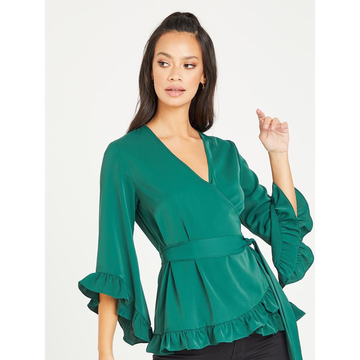 بلوزة بنمط لف وكشكش من ستايلي-women-clothing-shirtsandblouses-blouses-image-3