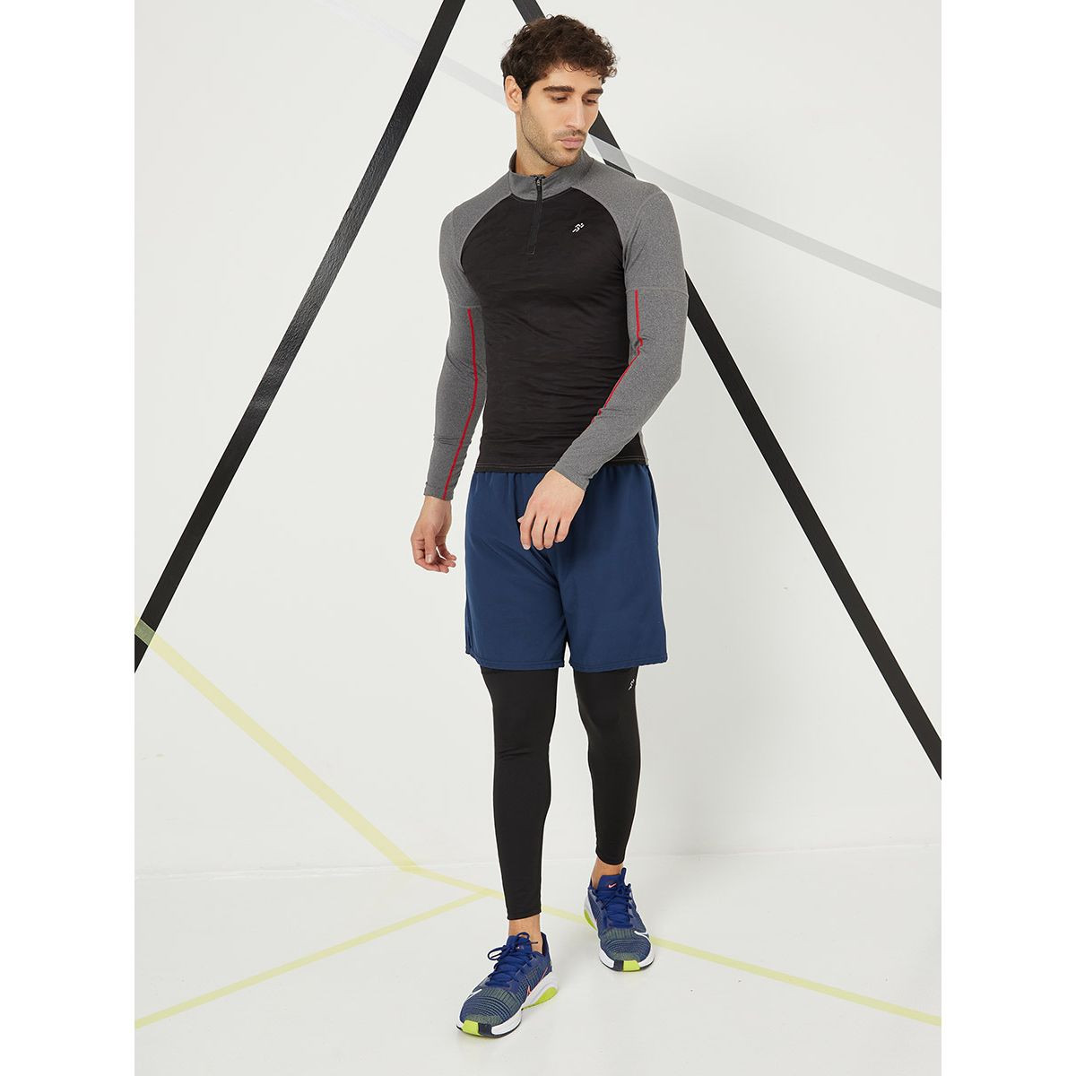 Styli Colorblock 1/2 Zip Closure Activewear T-shirt-men-clothing-sportswearandactivewear-tshirtsandpolos-image-2