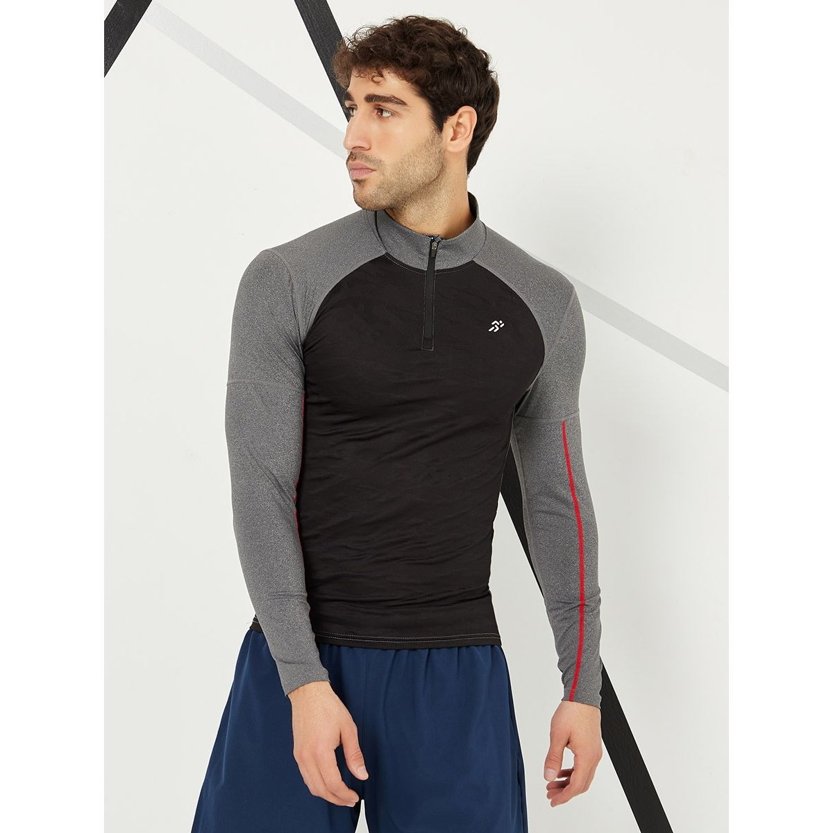 Styli Colorblock 1/2 Zip Closure Activewear T-shirt-men-clothing-sportswearandactivewear-tshirtsandpolos-image-3