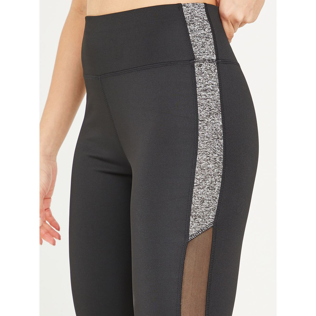 Styli Mesh and Melange Side Insert Detail Active Leggings-women-clothing-sportswearandactivewear-bottoms-image-3