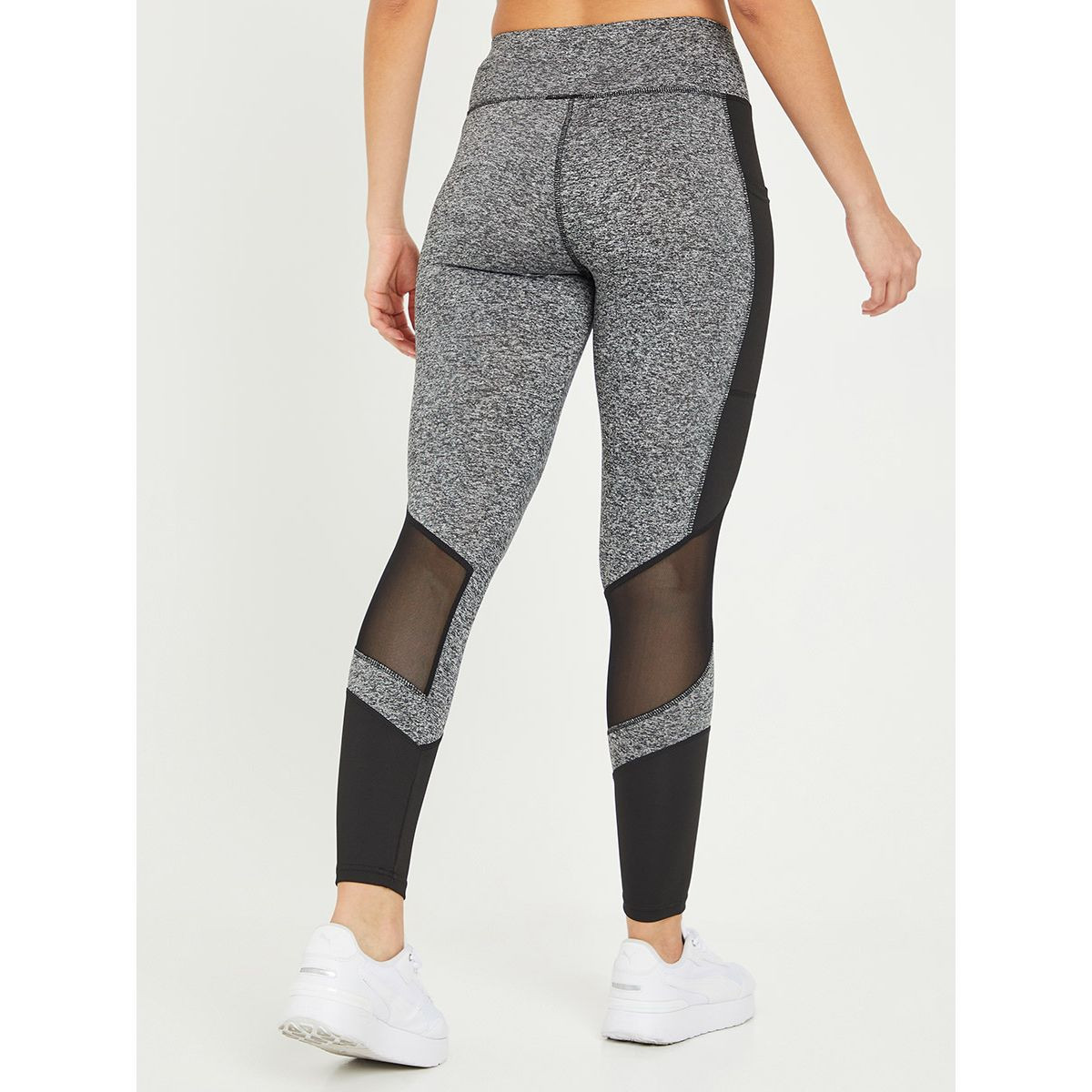 Styli Melange Print Contrast Side Pocket Activewear Legging with Mesh Detail-women-clothing-sportswearandactivewear-bottoms-image-4