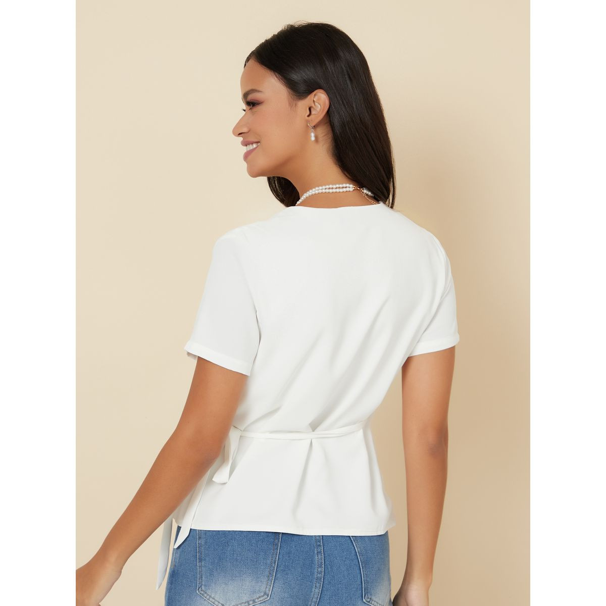 بلوزة بنمط لف واكمام قصيرة-women-clothing-shirtsandblouses-blouses-image-4