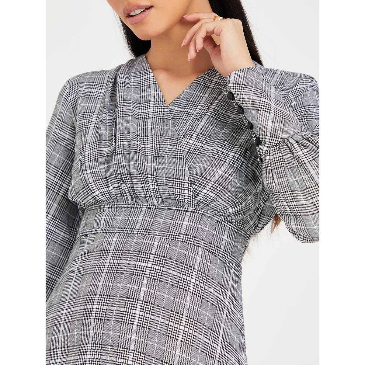 Styli Long Sleeves Checked Skater Mini Dress-women-clothing-dresses-image-3