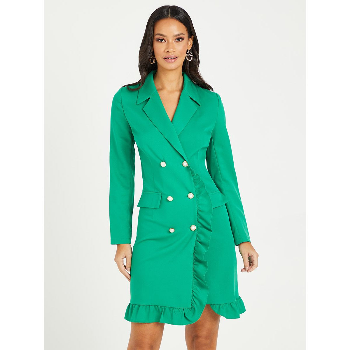 فستان ميدي باكمام طويلة وكشكش من ستايلي-women-clothing-dresses-image-1