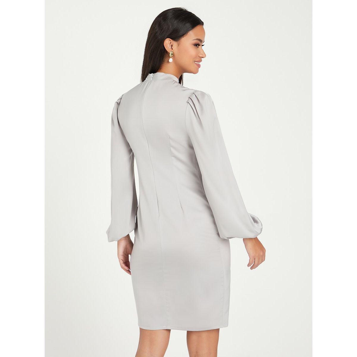 Styli Long Sleeves High Neck Bodycon Knee Length Dress-women-clothing-dresses-image-4
