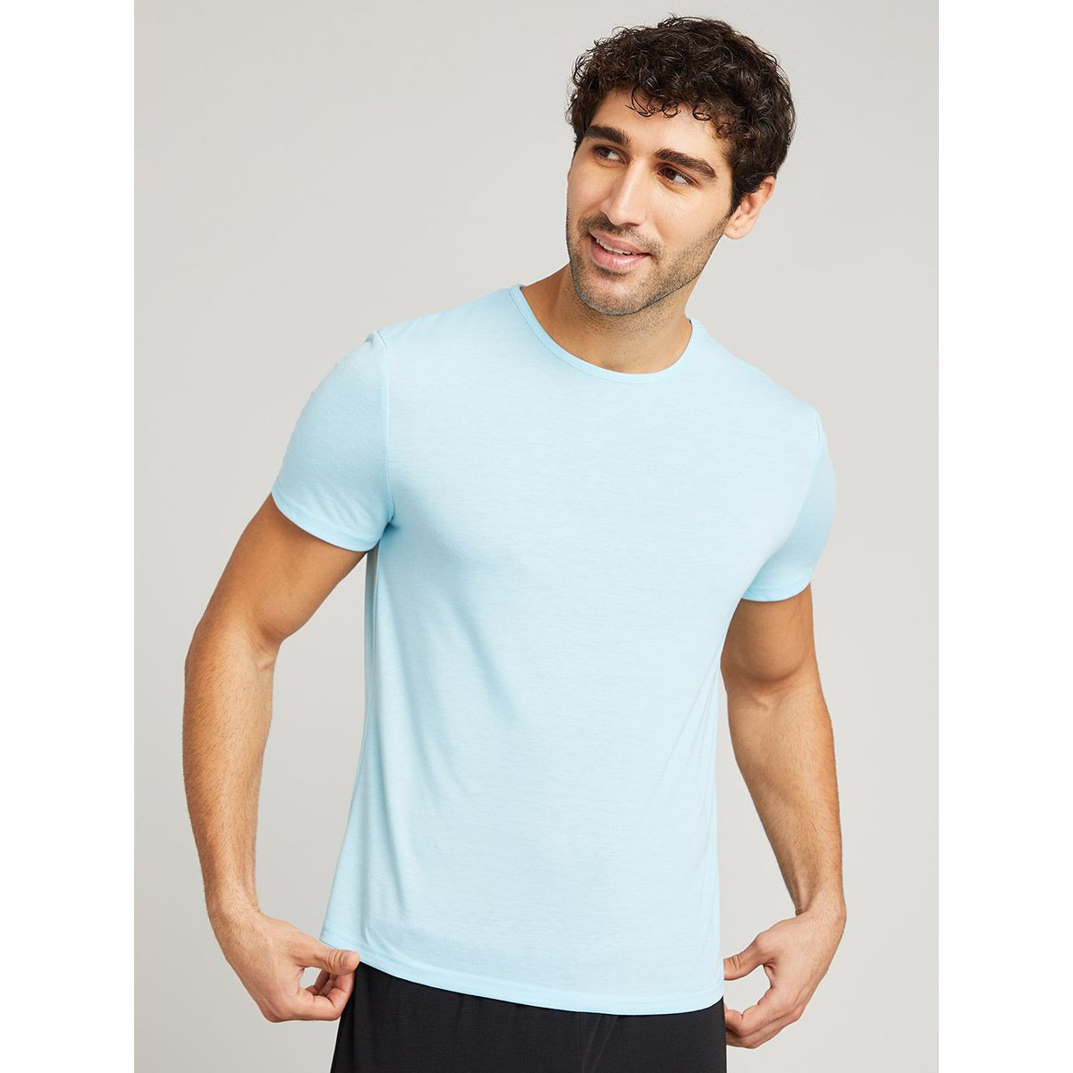 Styli Plain Regular Fit T-shirt and Lounge Pants Set-men-clothing-nightwear-sets-image-2