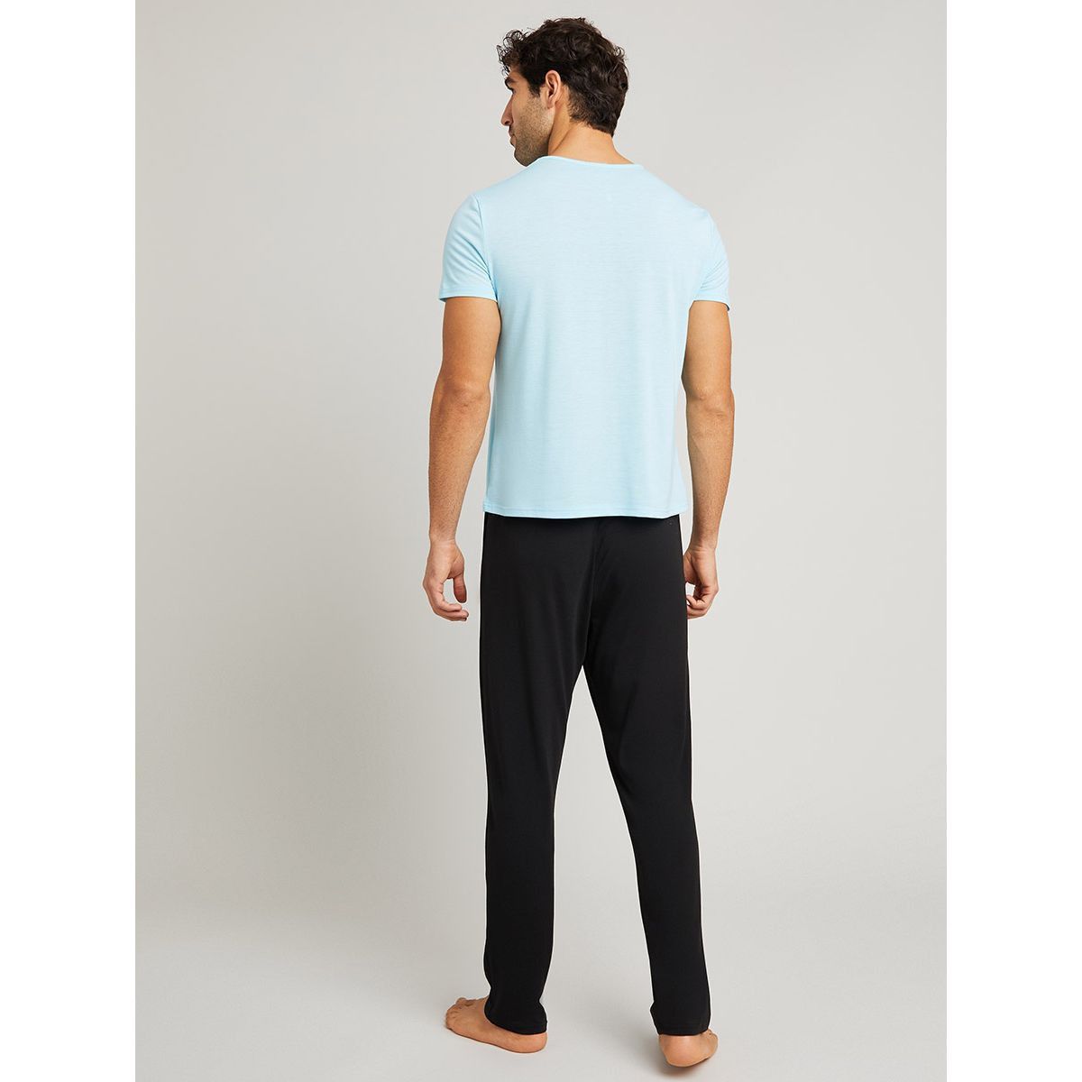 Styli Plain Regular Fit T-shirt and Lounge Pants Set-men-clothing-nightwear-sets-image-5