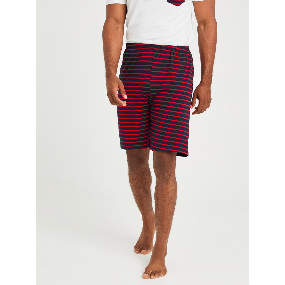 Styli Striped Pocket Print T-shirt and Shorts Set-men-clothing-nightwear-sets-image-5