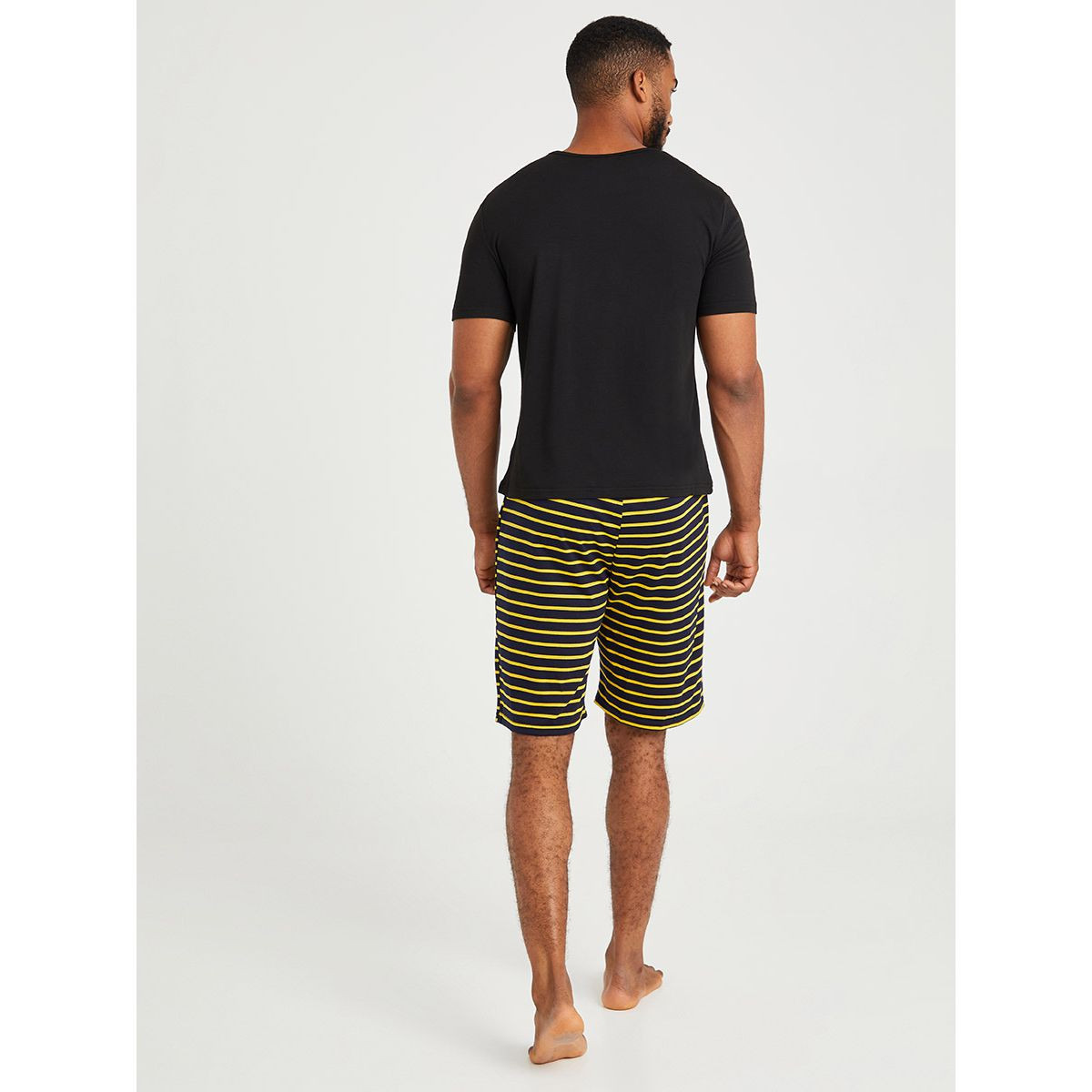 Styli Striped Pocket Print T-shirt and Shorts Set-men-clothing-nightwear-sets-image-4