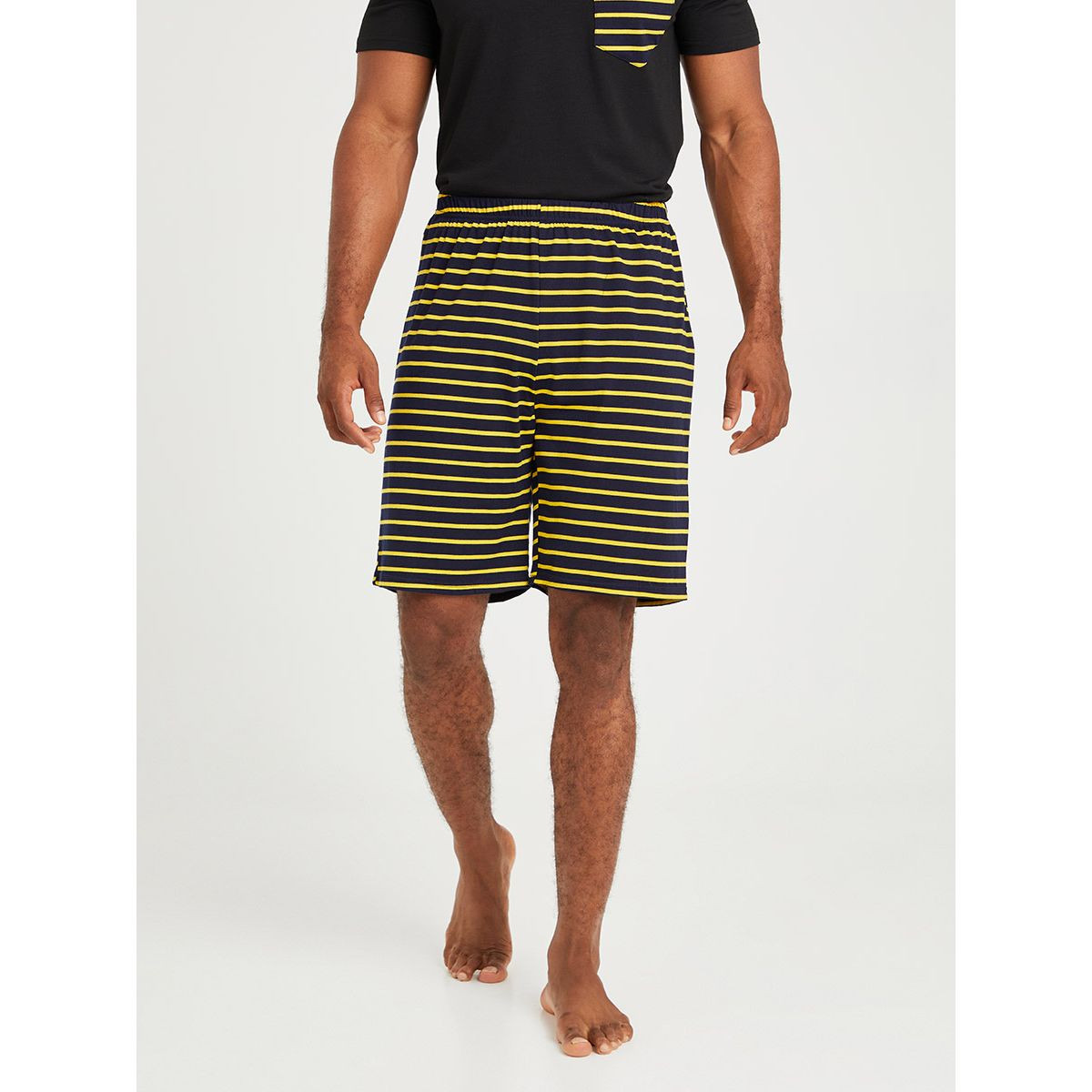 Styli Striped Pocket Print T-shirt and Shorts Set-men-clothing-nightwear-sets-image-5