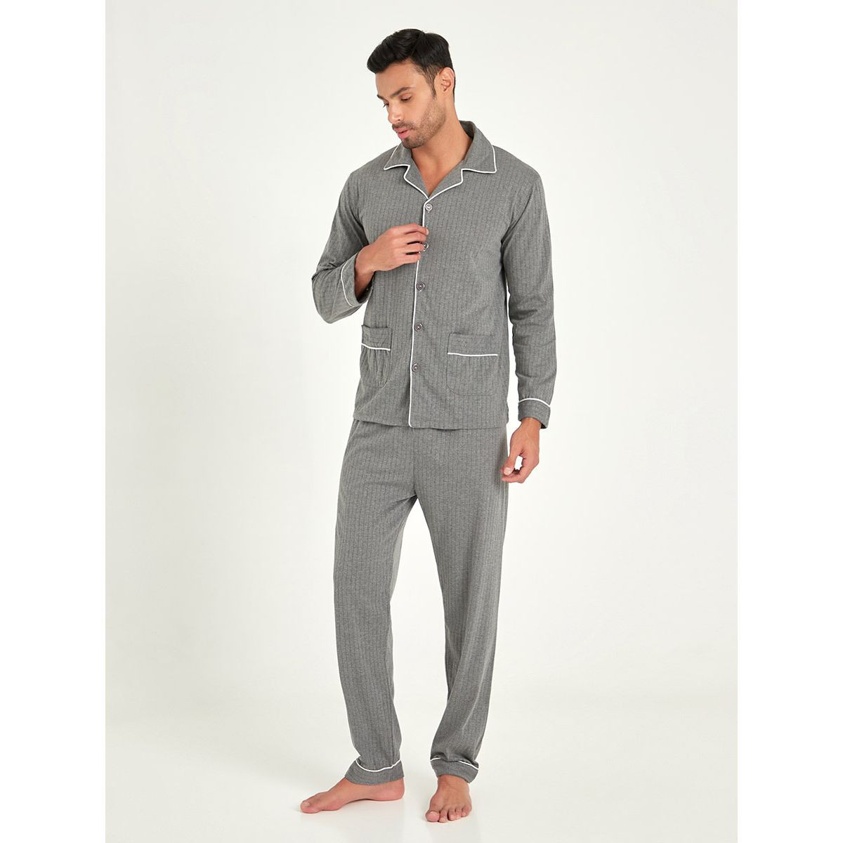 طقم بيجاما من ( قميص + بنطال )-men-clothing-nightwear-sets-image-1