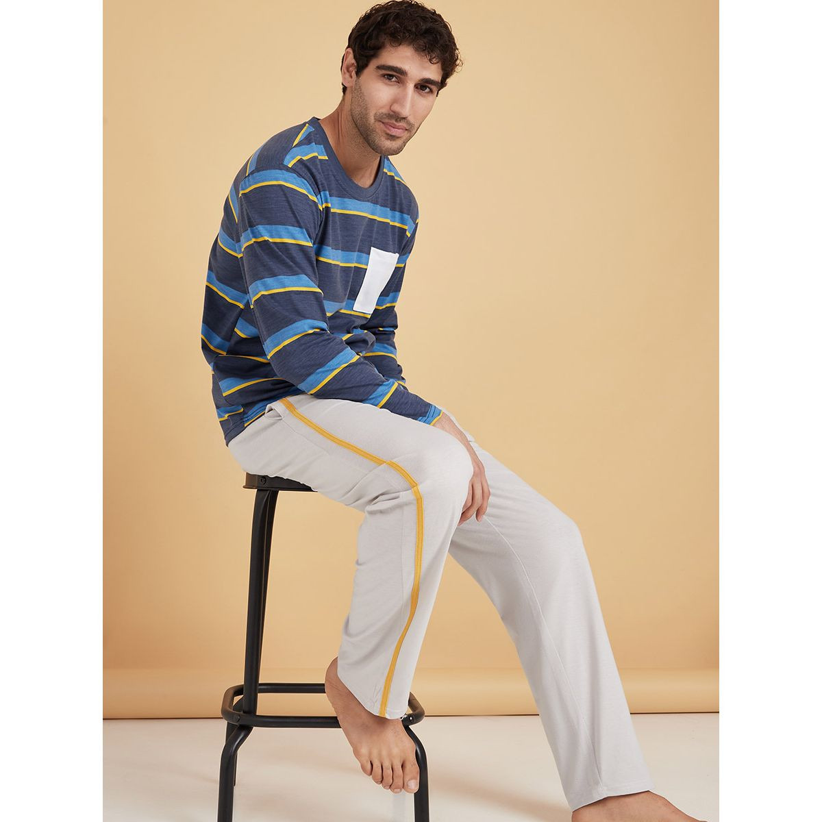 Styli Long Sleeves Striped Regular Fit T-shirt and Lounge Pant Set -men-clothing-nightwear-sets-image-1