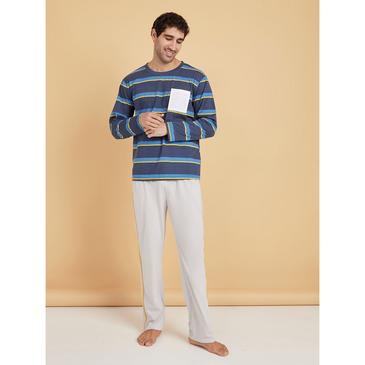 Styli Long Sleeves Striped Regular Fit T-shirt and Lounge Pant Set -men-clothing-nightwear-sets-image-2