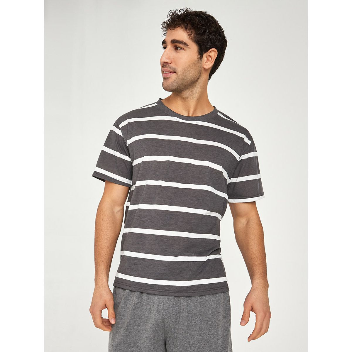 Styli Striped T-shirt and Solid Shorts Sets-men-clothing-nightwear-sets-image-2