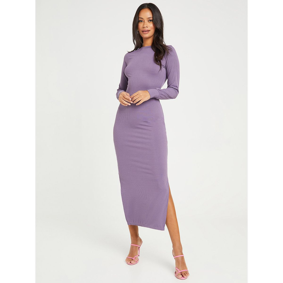 Styli Long Sleeves Ribbed Bodycon Maxi Dress-women-clothing-dresses-image-2