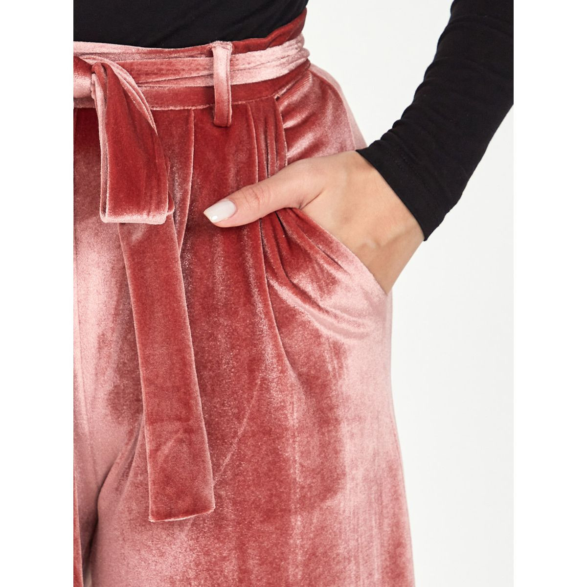 Styli Wide Leg Self Belt Velvet Trouser-women-clothing-bottoms-trousers-image-3
