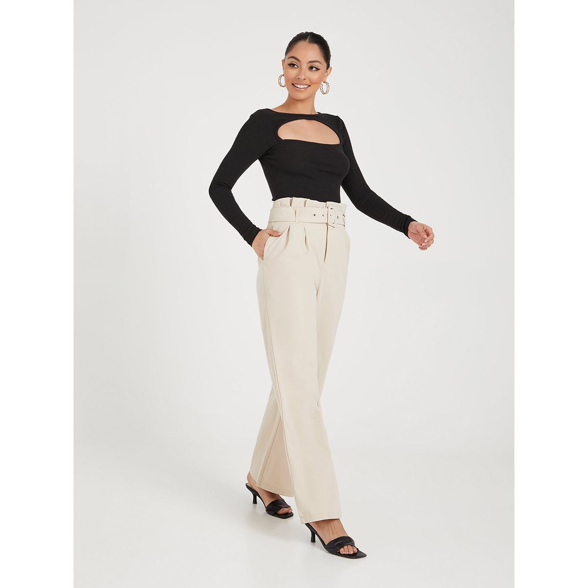 بنطال بخصر بيبر باغ من ستايلي-women-clothing-bottoms-trousers-image-2