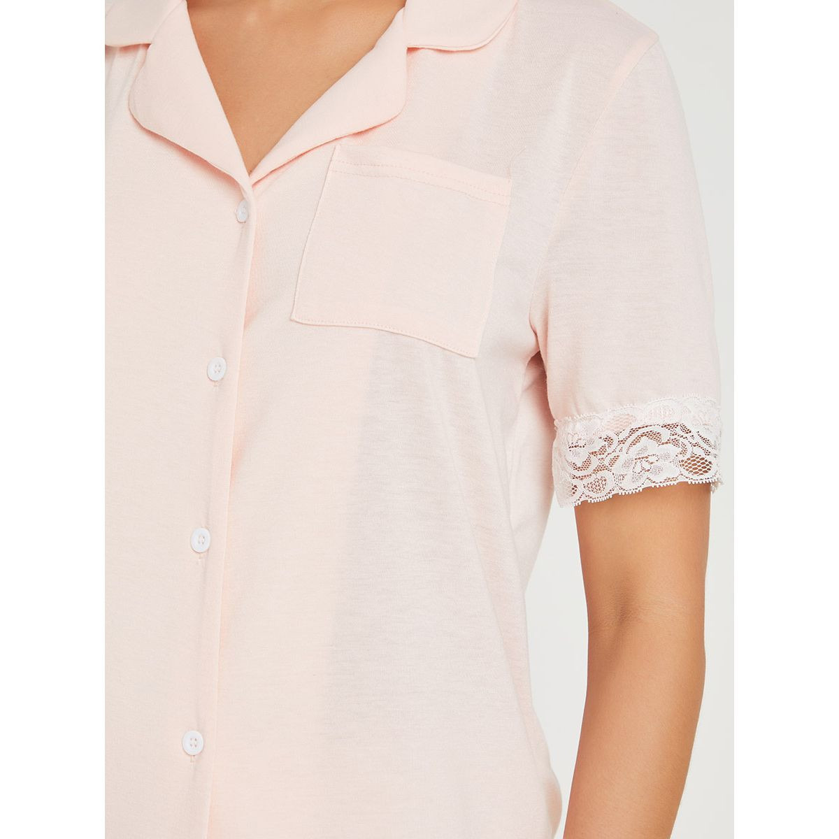 Styli Lace Trim Button Through Short Sleeves Shirt and Shorts Set-women-clothing-nightwear-pyjamas-longsets-image-3