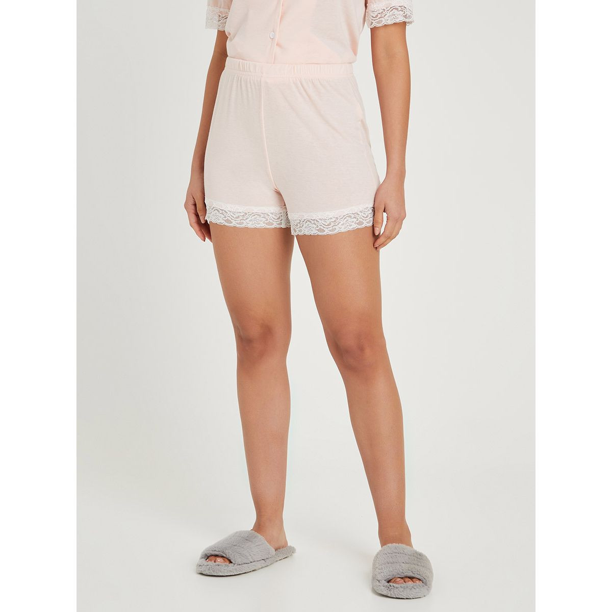 Styli Lace Trim Button Through Short Sleeves Shirt and Shorts Set-women-clothing-nightwear-pyjamas-longsets-image-5
